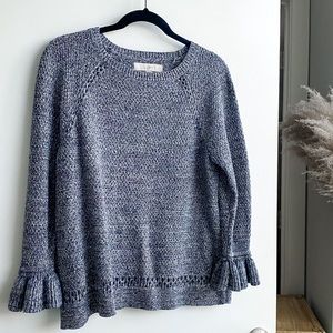 LOFT Navy & White Marled Sweater